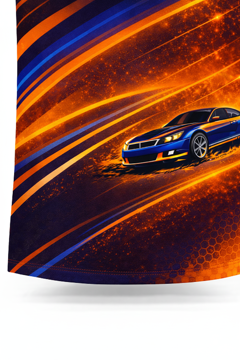 Custom Blue & Orange Speed Racing Shirt