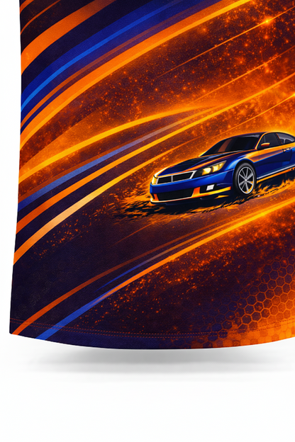 Custom Blue & Orange Speed Racing Shirt