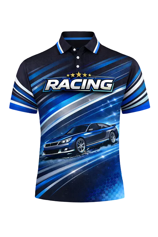 Custom Deep Blue & Silver Pit Crew Shirt