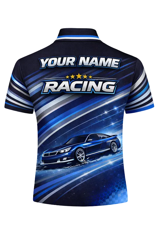 Custom Deep Blue & Silver Pit Crew Shirt