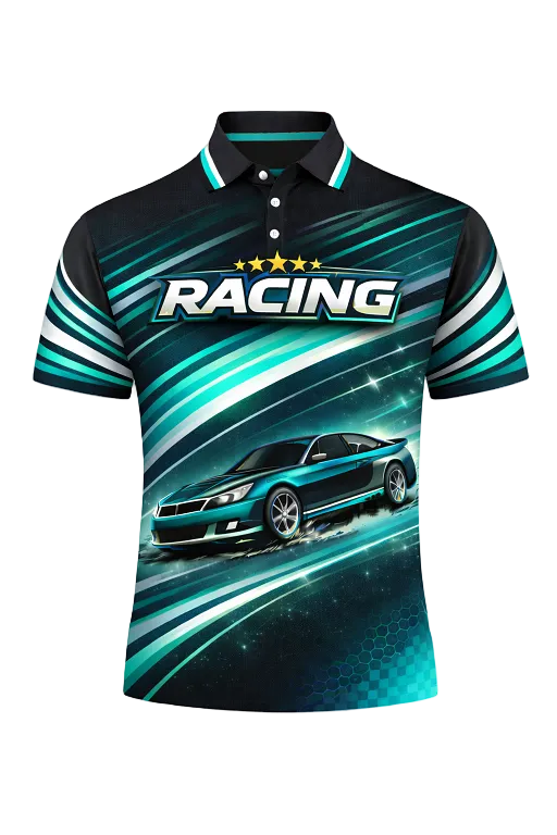 Custom Teal & Black Speed Racing Shirt