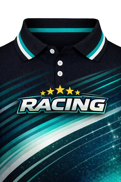 Custom Teal & Black Speed Racing Shirt