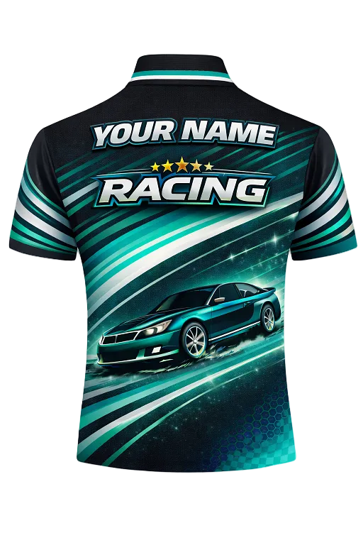 Custom Teal & Black Speed Racing Shirt