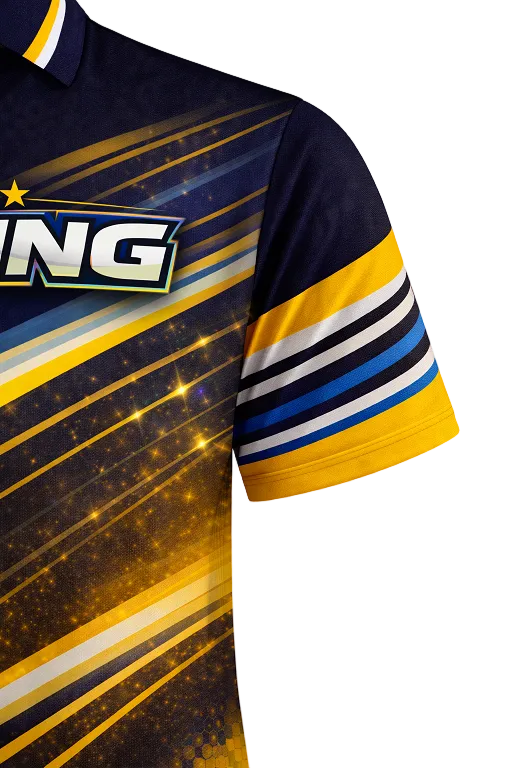 Custom Blue & Yellow Racing-Themed Pit Crew Shirt