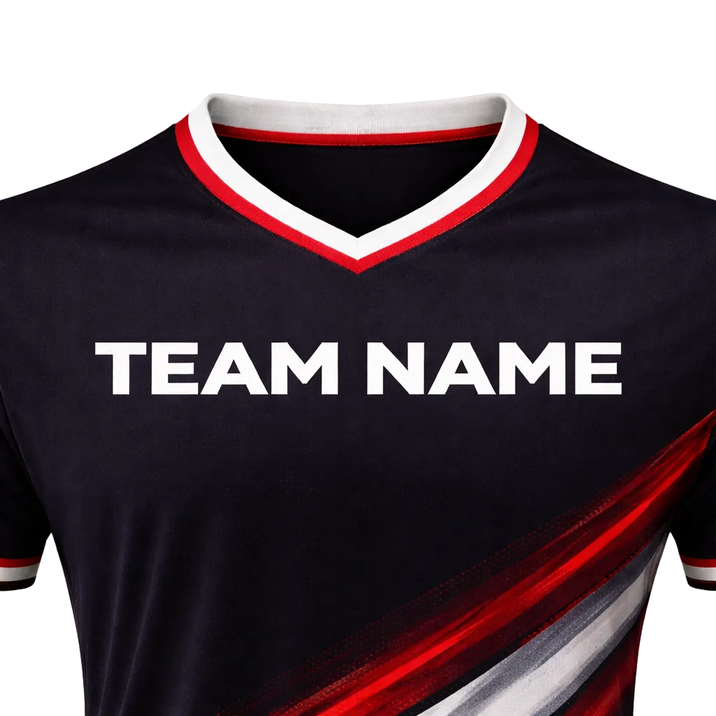 Customizable Black Red White Striped Soccer Jersey - Team Soccer Set