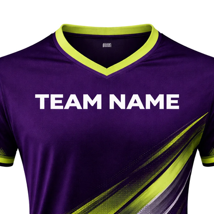 Customizable Purple Lime Green Striped Soccer Jersey - Team Soccer Set