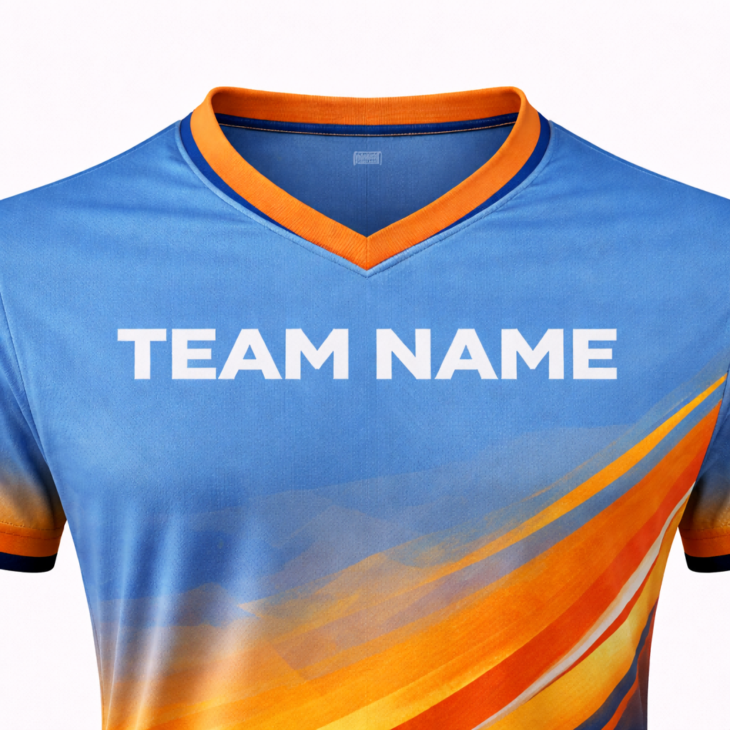 Customizable Blue Orange Gradient Striped Soccer Jersey - Team Soccer Set