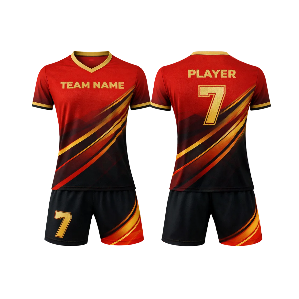 Customizable Red Gold Striped Soccer Jersey - Team Soccer Set