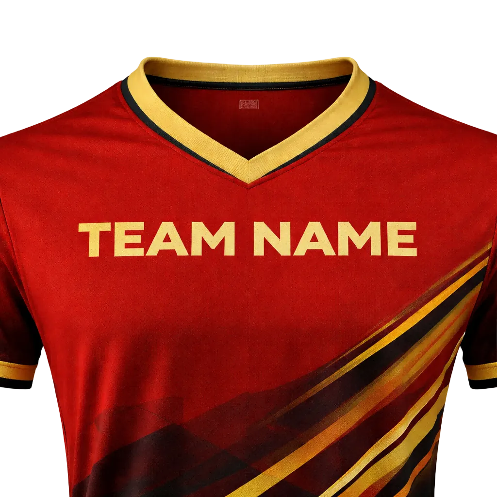 Customizable Red Gold Striped Soccer Jersey - Team Soccer Set