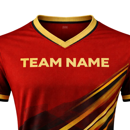 Customizable Red Gold Striped Soccer Jersey - Team Soccer Set