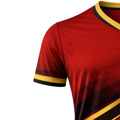 Customizable Red Gold Striped Soccer Jersey - Team Soccer Set