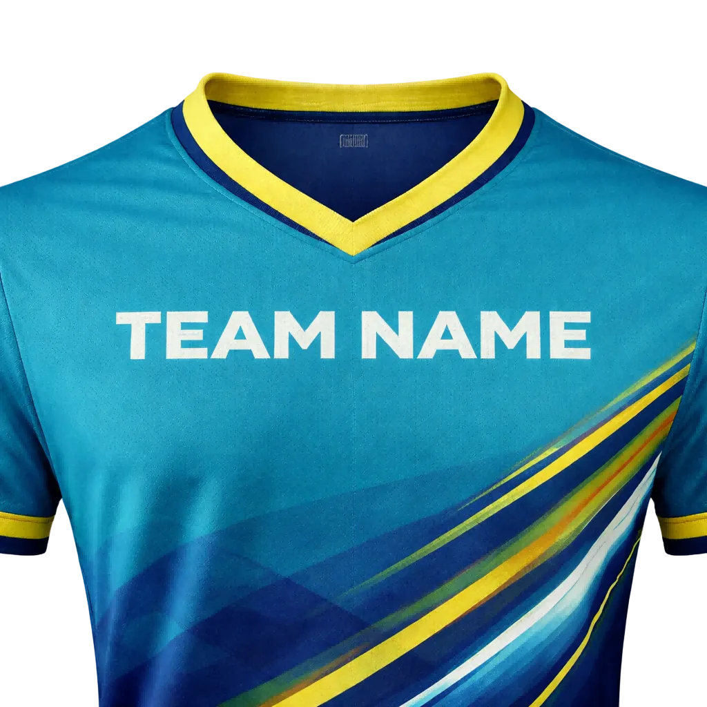 Customizable Teal Green Yellow Striped Soccer Jersey - Team Soccer Set