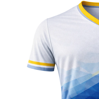 Customizable White Blue Yellow Gradient Soccer Jersey - Team Soccer Set