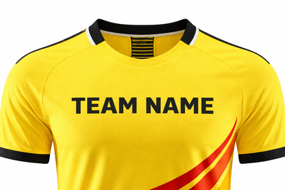 Customizable Yellow Black Red Striped Soccer Jersey - Team Soccer Set