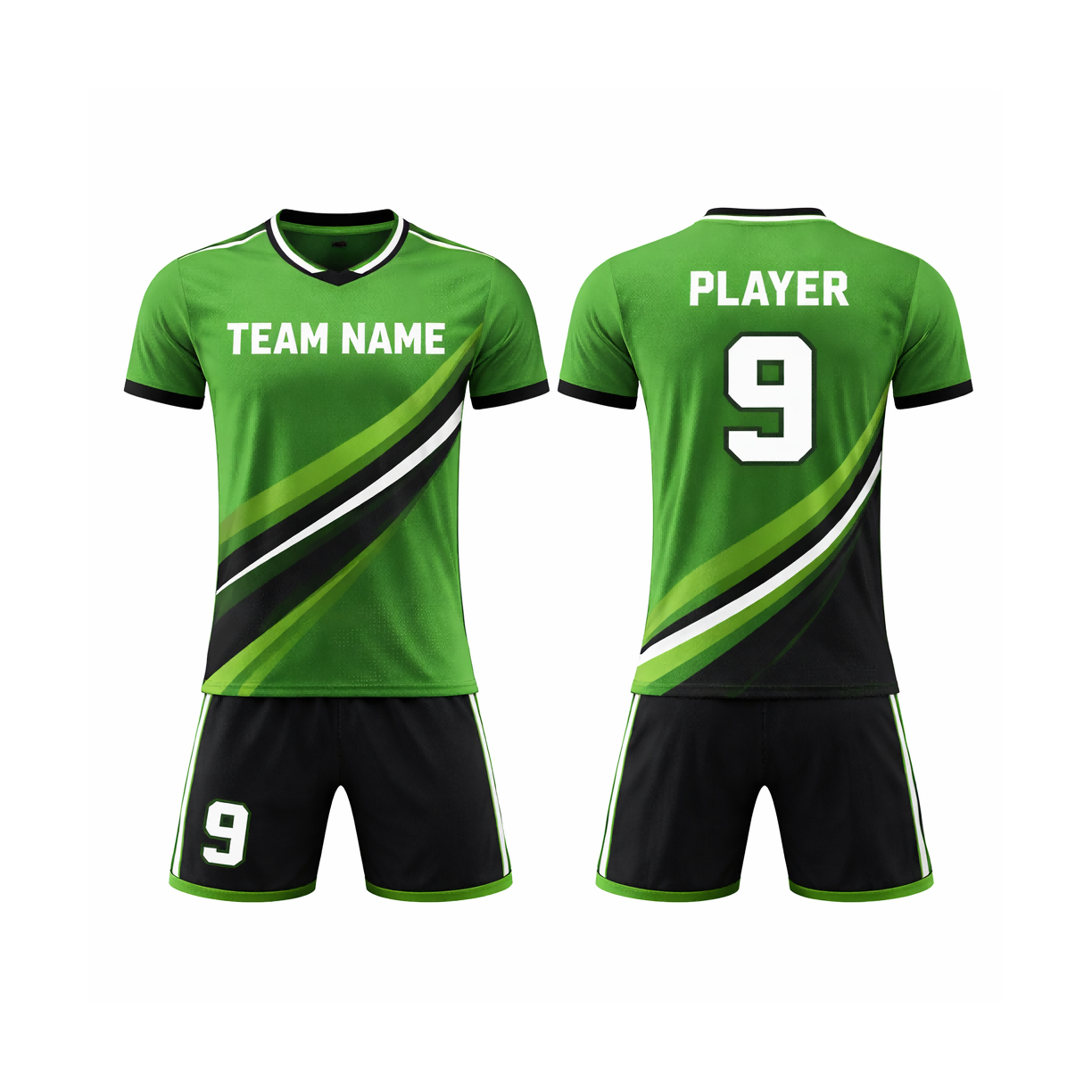 Customizable Green Black Striped Soccer Jersey - Team Soccer Set