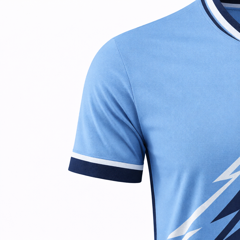 Customizable Light Blue Lightning Soccer Jersey - Team Soccer Set