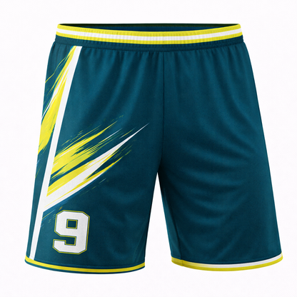 Customizable Teal Yellow White Brushstroke Soccer Jersey - Team Soccer Set