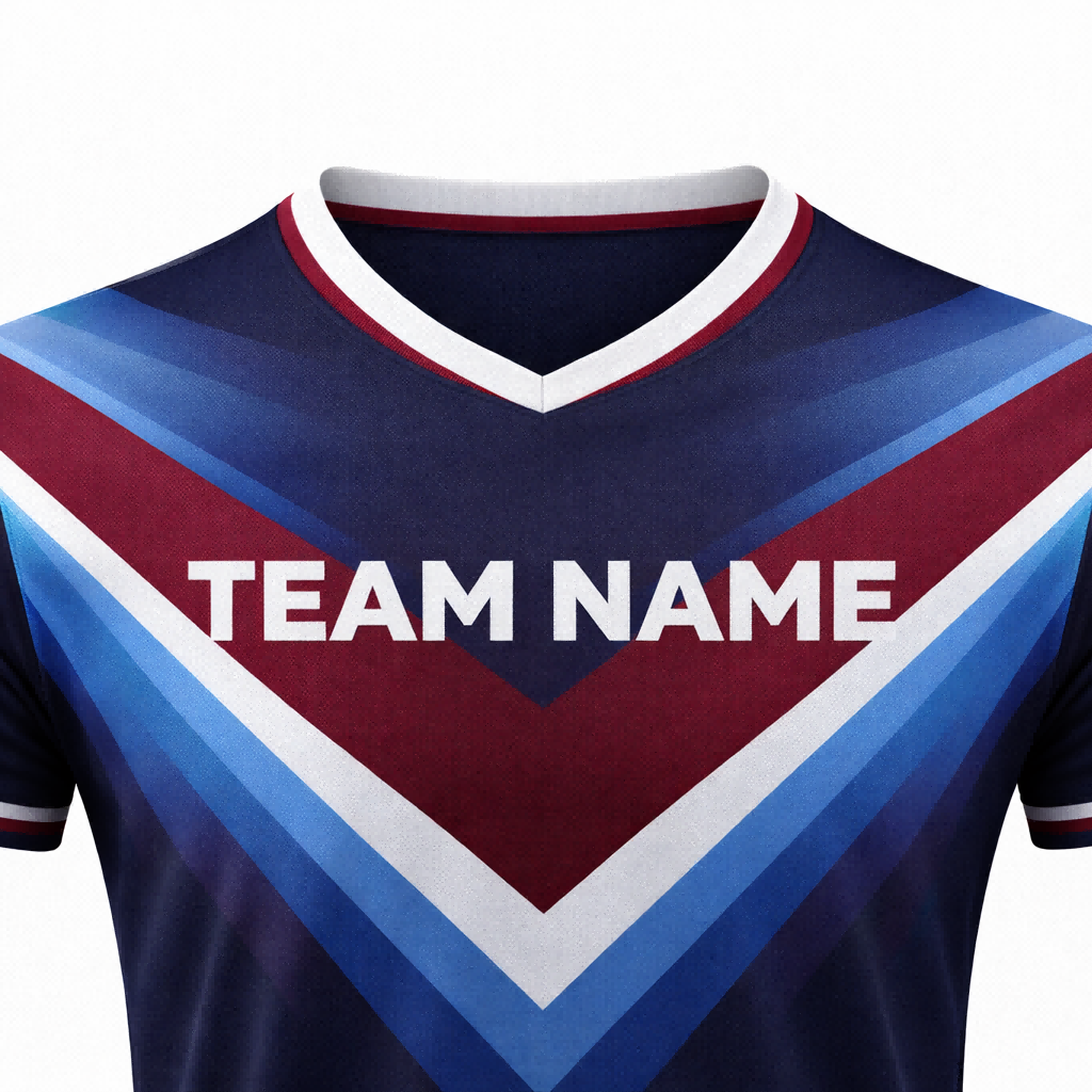 Customizable Navy Red White V-Shaped Soccer Jersey - Team Soccer Set