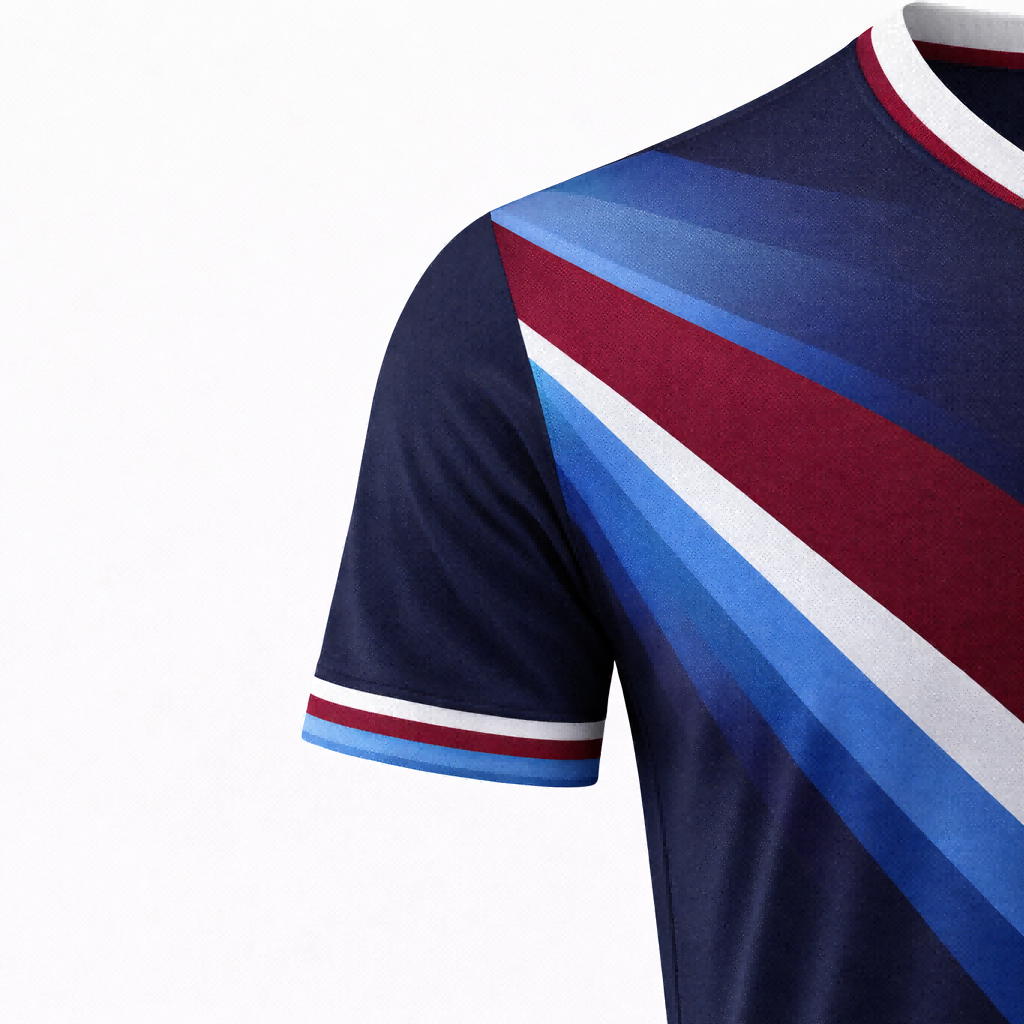 Customizable Navy Red White V-Shaped Soccer Jersey - Team Soccer Set