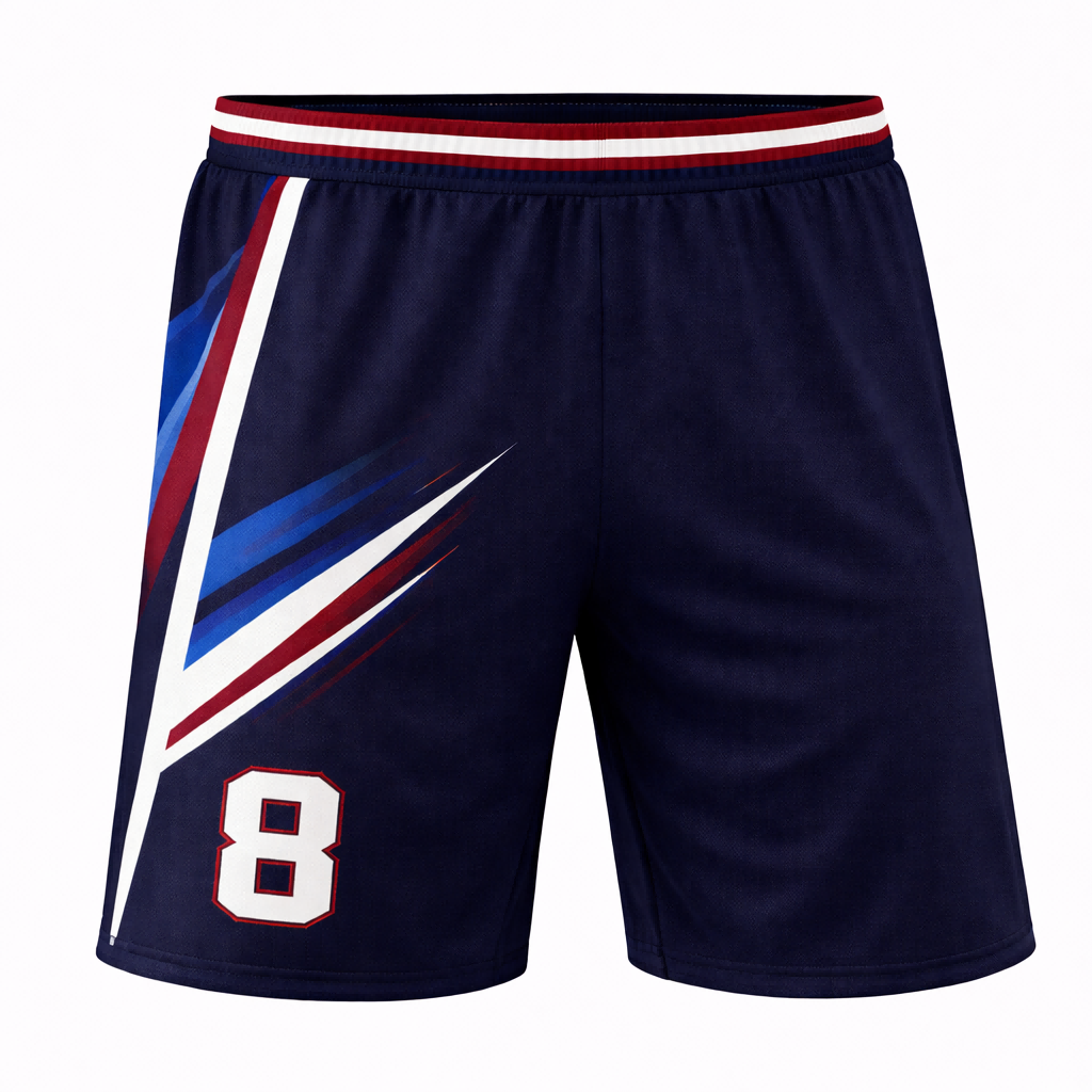 Customizable Navy Red White V-Shaped Soccer Jersey - Team Soccer Set