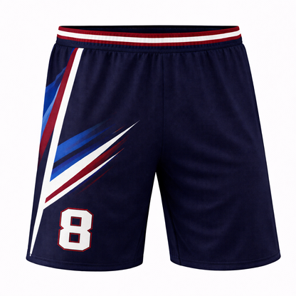 Customizable Navy Red White V-Shaped Soccer Jersey - Team Soccer Set