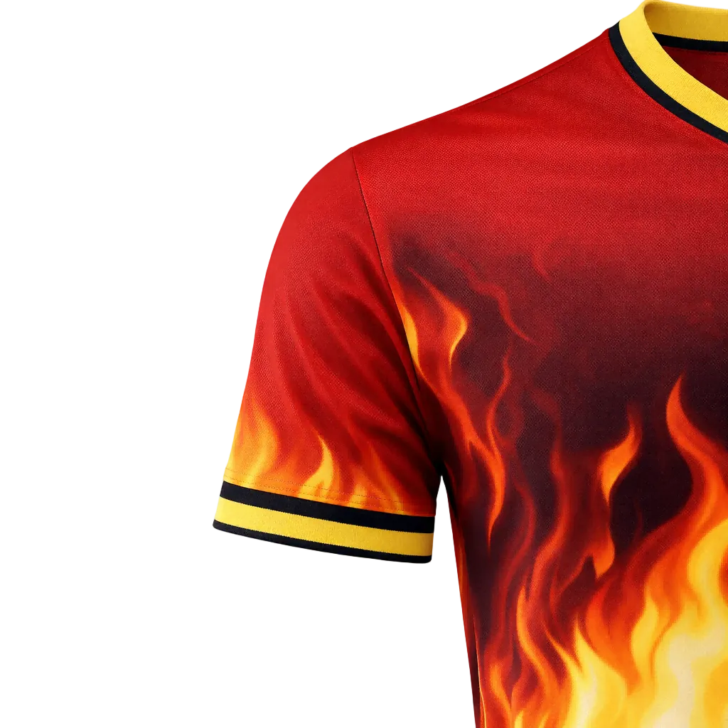 Customizable Red Flame Design Soccer Jersey - Team Soccer Set
