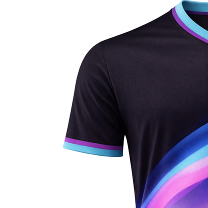 Customizable Black Blue Purple Gradient Soccer Jersey - Team Soccer Set