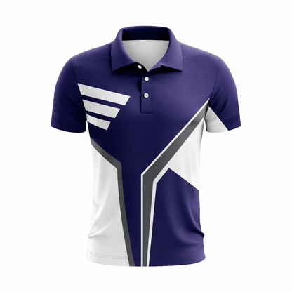 Modern Purple & White Geometric Sublimation Polo Shirt