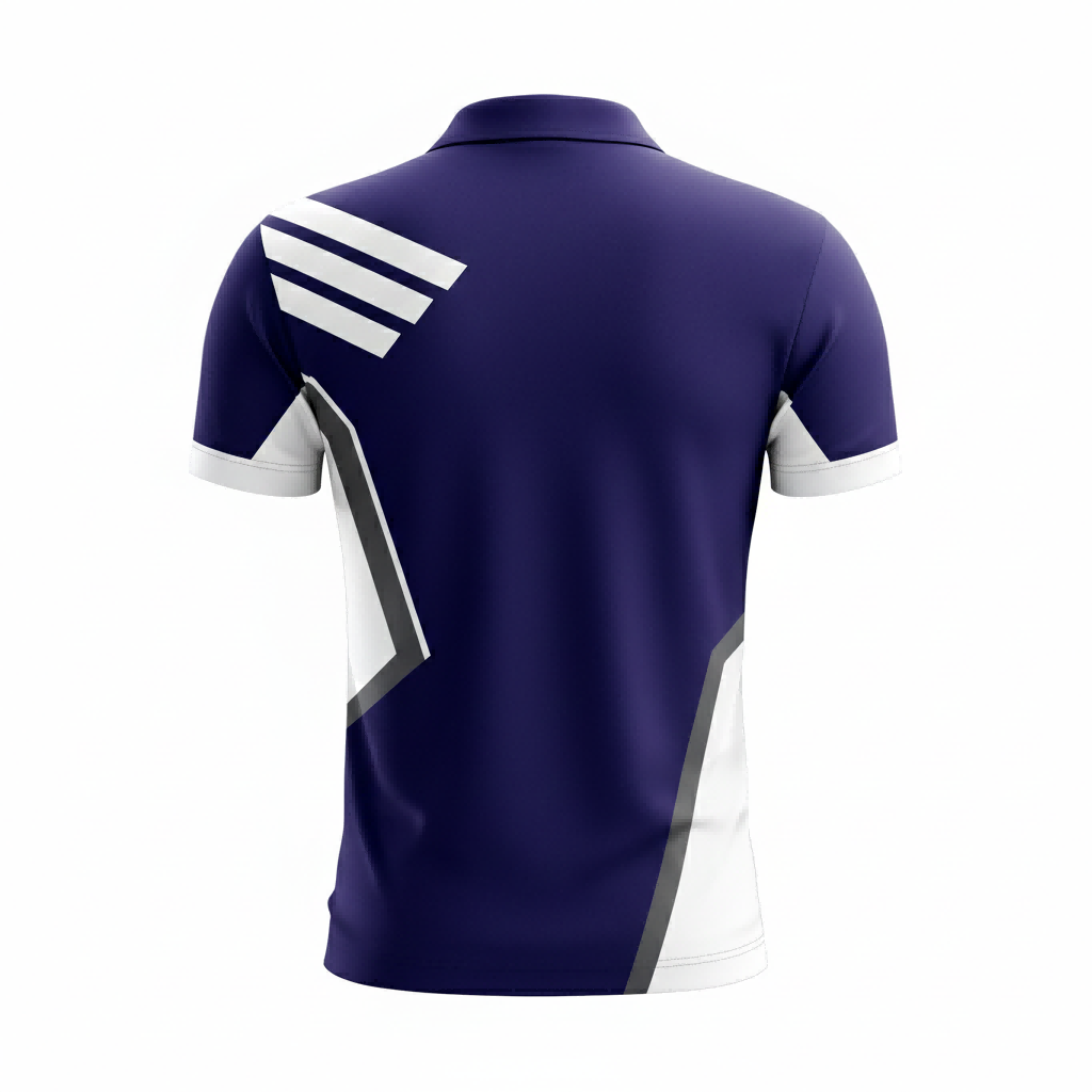 Modern Purple & White Geometric Sublimation Polo Shirt