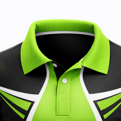 Black & Bright Green Athletic Sublimation Polo Shirt