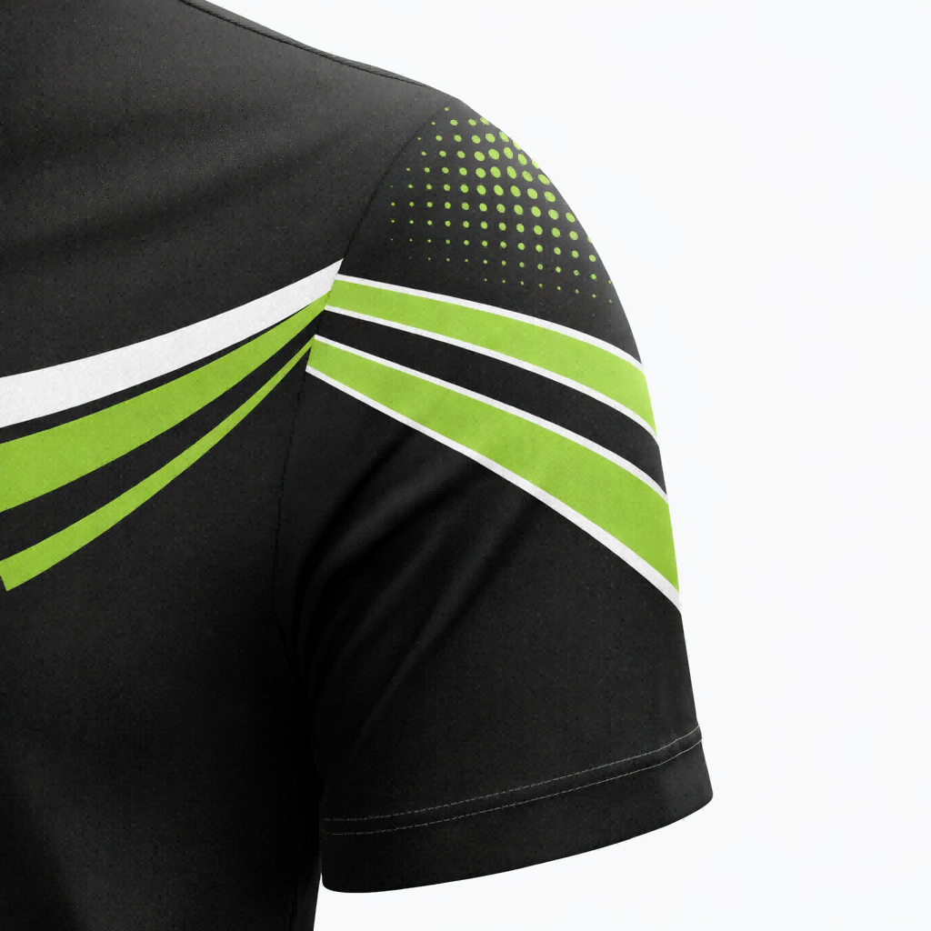 Black & Bright Green Athletic Sublimation Polo Shirt