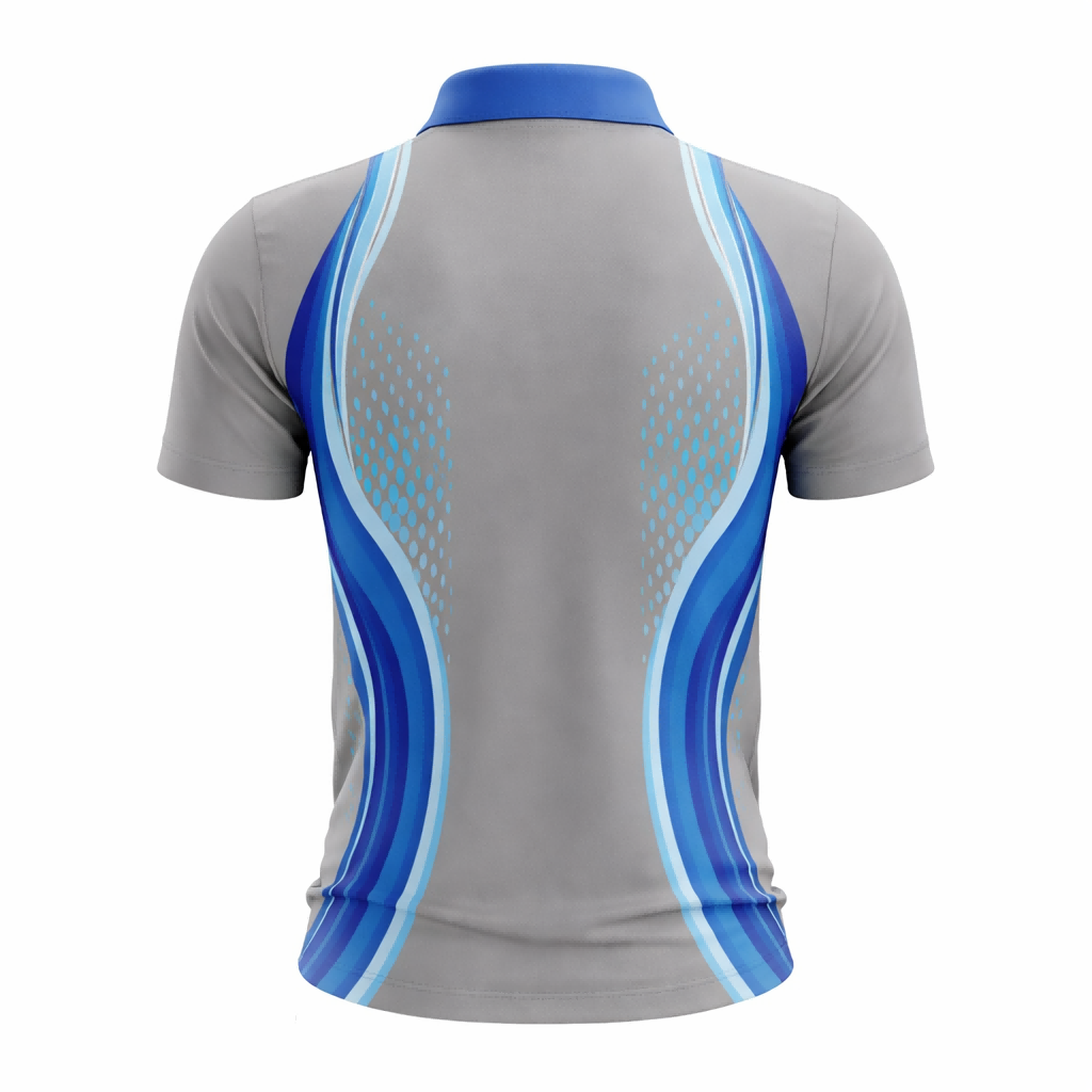 Gray & Blue Wave Accent Sublimation Polo Shirt