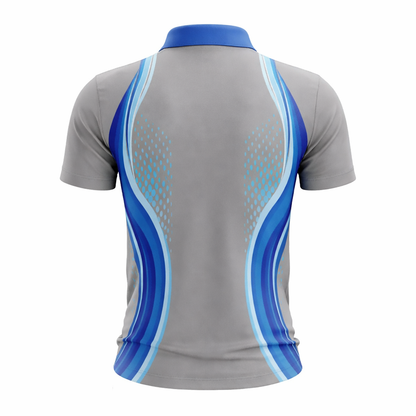 Gray & Blue Wave Accent Sublimation Polo Shirt