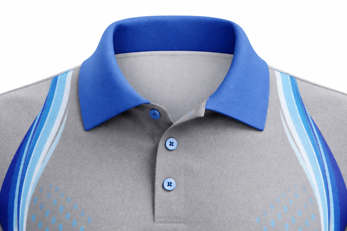 Gray & Blue Wave Accent Sublimation Polo Shirt