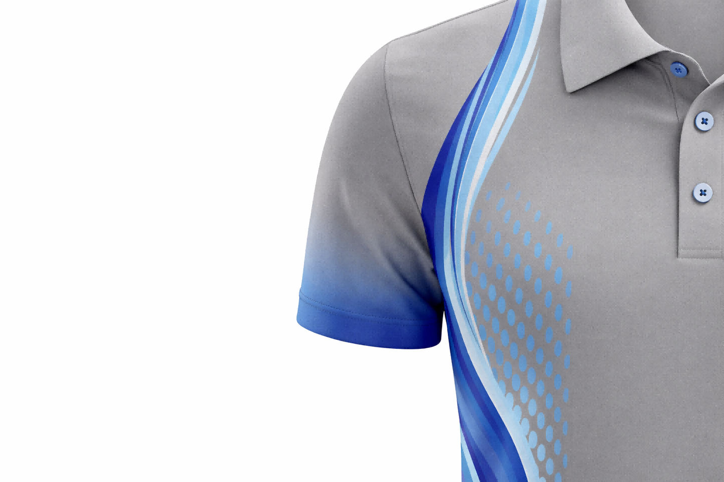 Gray & Blue Wave Accent Sublimation Polo Shirt