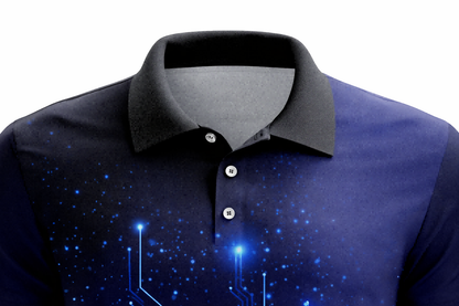 Blue Circuit Board Tech Sublimation Polo Shirt