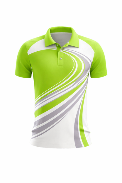 Lime Green & Gray Swirl Sublimation Polo Shirt