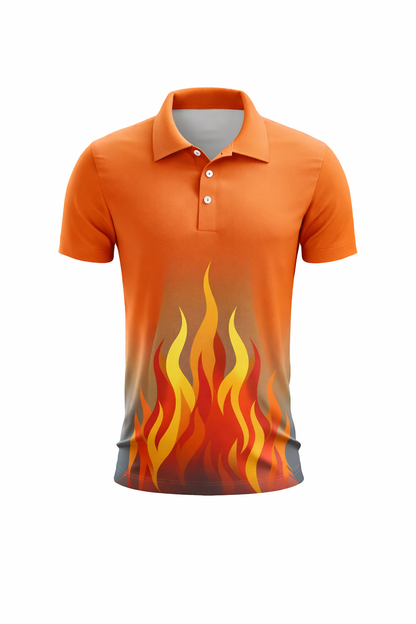 Orange Flame Accent Sublimation Polo Shirt