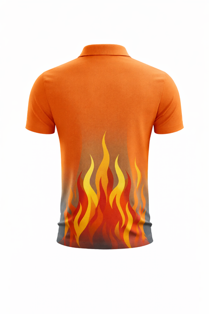 Orange Flame Accent Sublimation Polo Shirt
