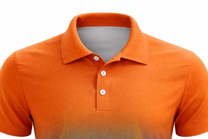 Orange Flame Accent Sublimation Polo Shirt